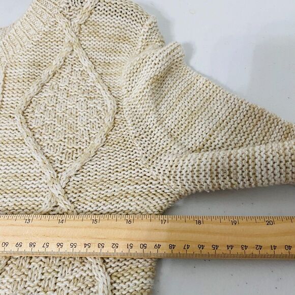 ALYA Sweater Womens Sz S Beige Long Sleeve Cable‎ Knit Pullover Made USA - Picture 6 of 10